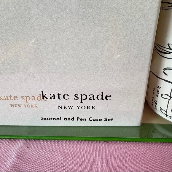 Kate Spade Journal & Pencil Case Set Leather NEW Dog Party Office Teacher Gift - Picture 2 of 7